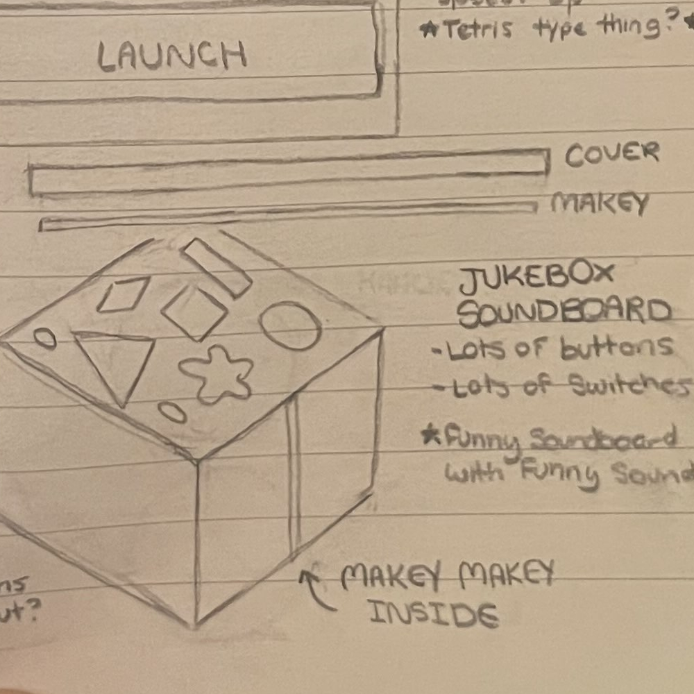 This sketch was based off of those old little block holders for children. It's a sound board where the user has to push blocks through to the other side. When the user passes the blocks through, a sound plays. 