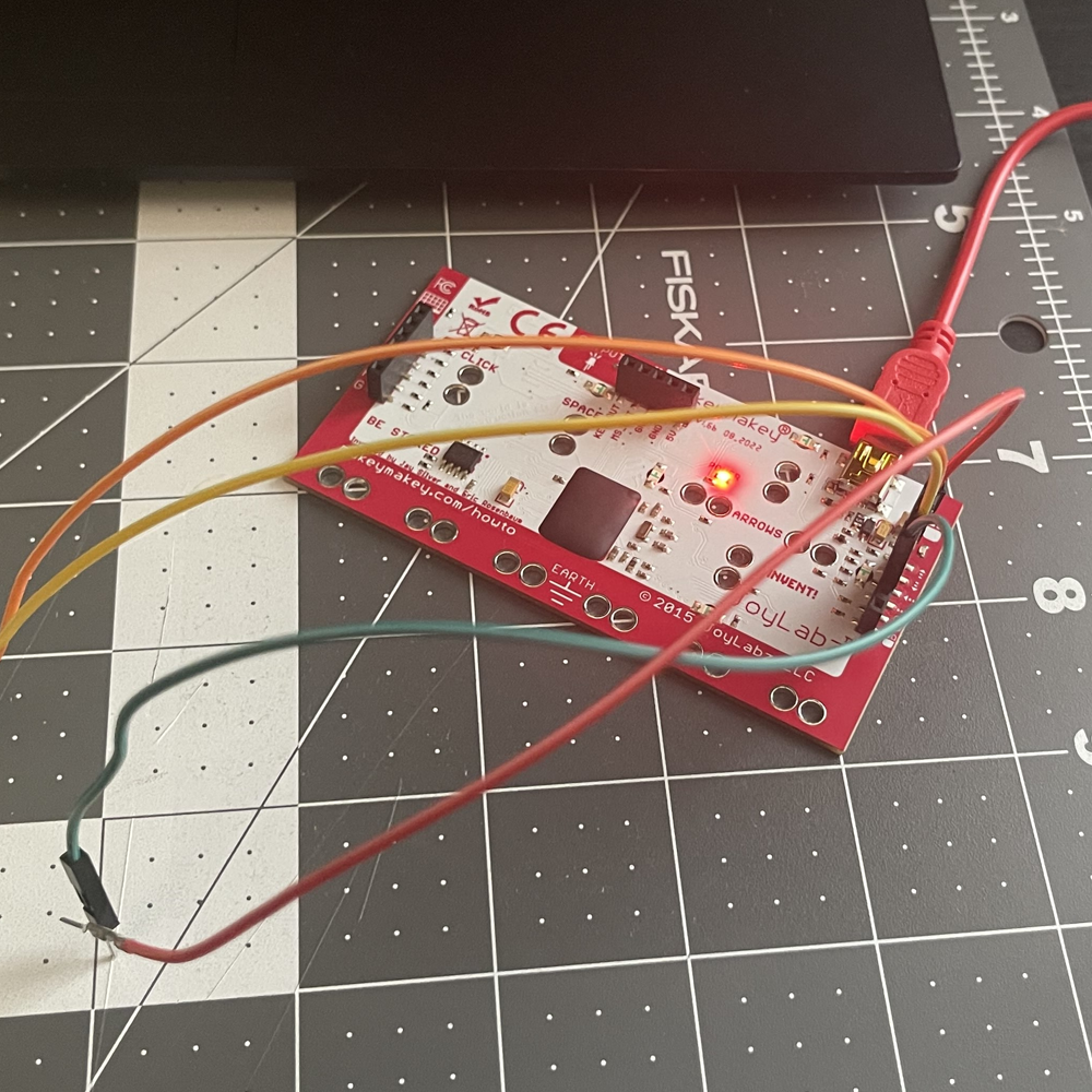 This was my first use of the makey makey with the tiny wires instead of the bigger alligator clips.