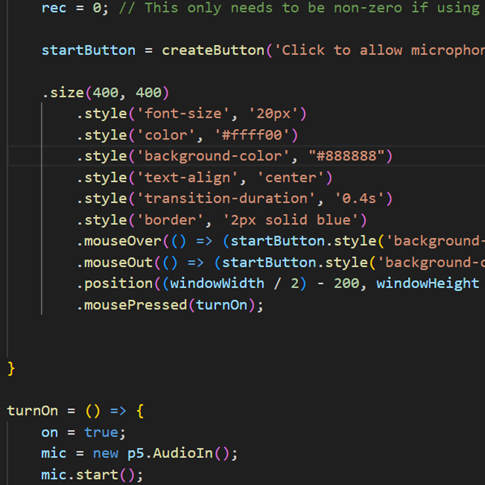 This is the code for the button after I had altered it. If I do have a button like that, I definetly wanna adjust it to go with the theme of my final.