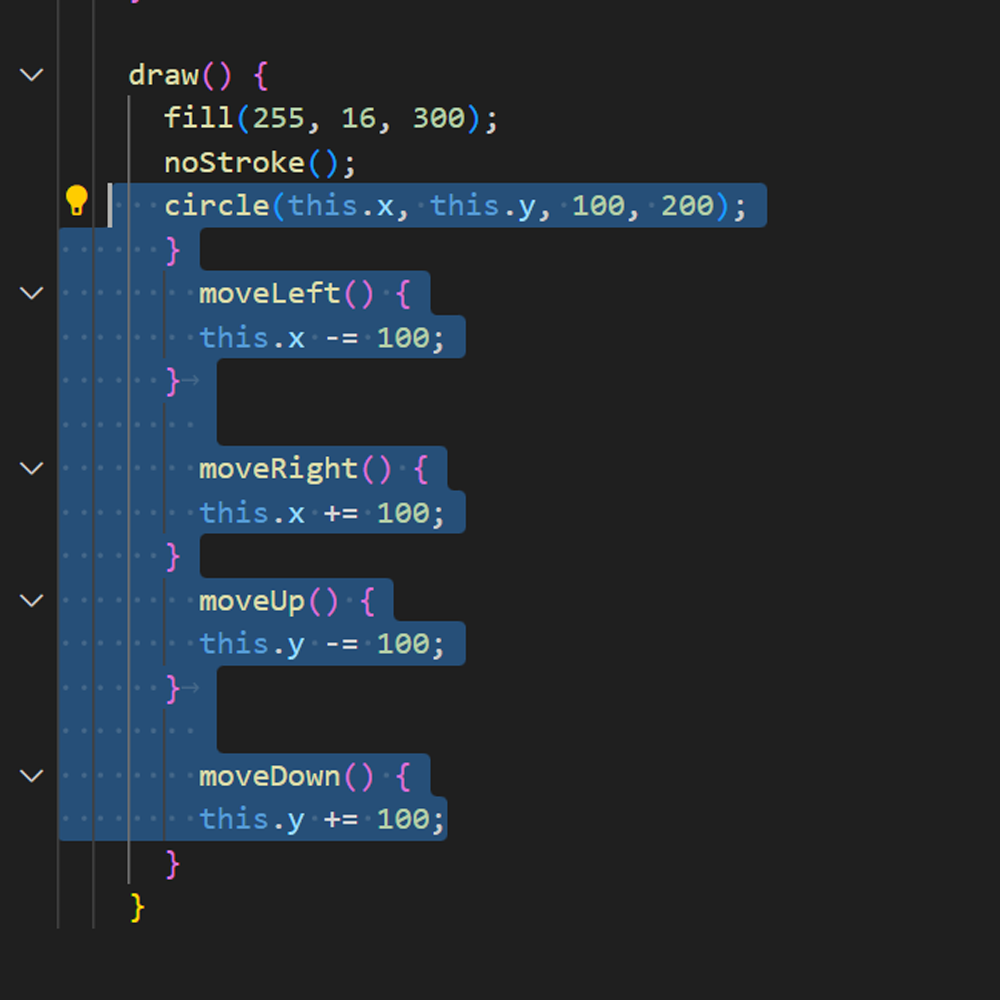 This is the code for the moving dot. I messed with how far the dot moved so I could see when it understood my voice.